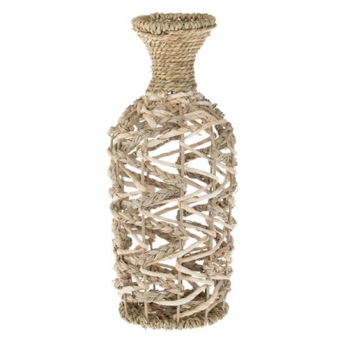 Dekoratív font szalmaváza, Ø14x35.5 cm