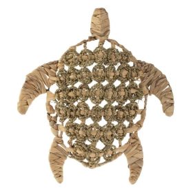 Szalma Teknősbéka Fali Dekoráció Font Mintával 41x42cm