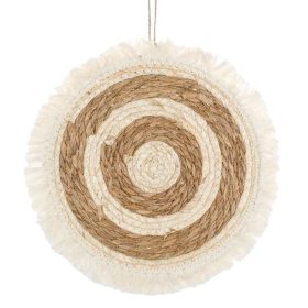 Kerek Ecru és Bézs Fali Dekoráció Rojtokkal 30cm