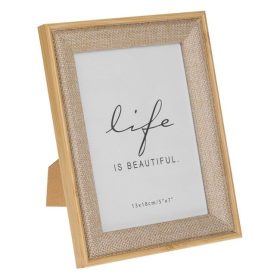 Természetes Fa Képkeret Juta Díszítéssel 13x18cm