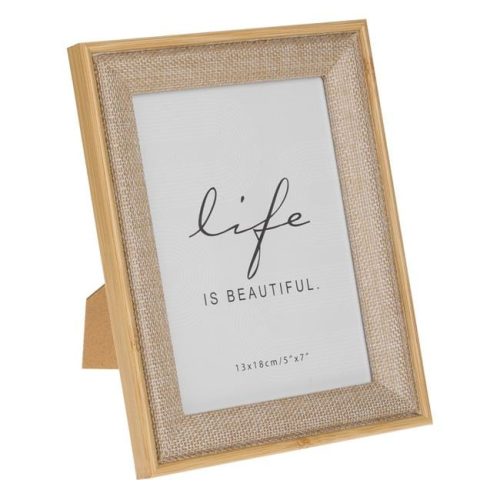 Természetes Fa Képkeret Juta Díszítéssel 13x18cm