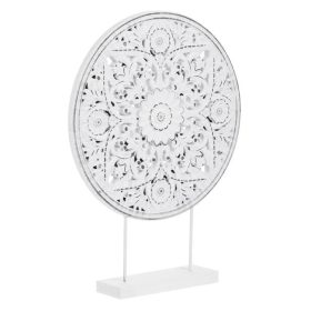 Fehér Csiszolt Fa Virág Dekoráció Ø30x40cm