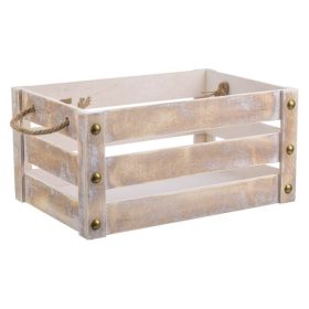 Dekoratív Fehér Arany Fa Láda 36.5x25x18cm