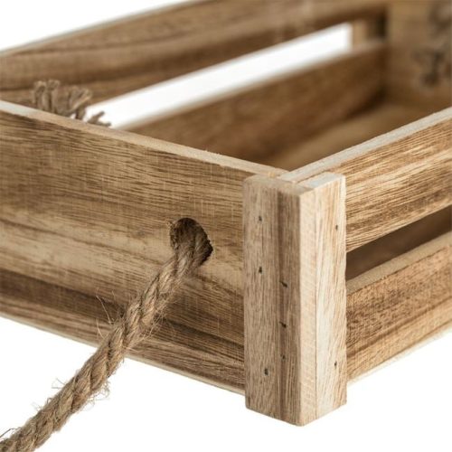 Natúr Fa Dekoratív Láda Kenderkötél Fogantyúval 31x20x7cm