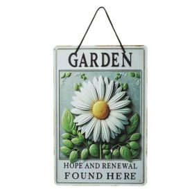   Fém Függődísz Margaréta Mintával - „Welcome Hope and Renewal Found Here” 24x36cm