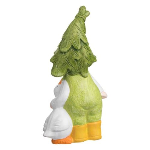 Kerámia Kerti Fiú Figura Kiskacsával 13x6x23cm