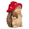 Dekoratív Kerámia Sündisznó Gombás és Tobozos Kalapban, 30 cm