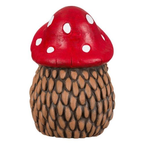 Dekoratív Kerámia Sündisznó Gombás és Tobozos Kalapban, 30 cm