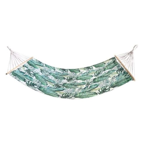 Ecru függőágy trópusi zöld levelekkel, 200x100 cm