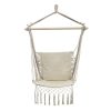 Függőszék beépített háttámlával és makramé díszítéssel, bézs, 100x50x110 cm