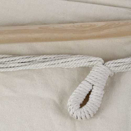 Függőszék beépített háttámlával és makramé díszítéssel, bézs, 100x50x110 cm