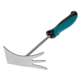   Rozsdamentes Acél Kerti Kapa Csúszásmentes PP Nyéllel, Fekete/Kék, 32 cm