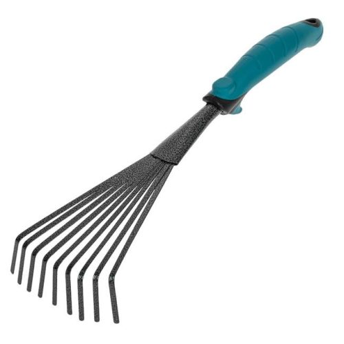 Fém Lombgereblye Kék-Fekete Nyéllel 38cm