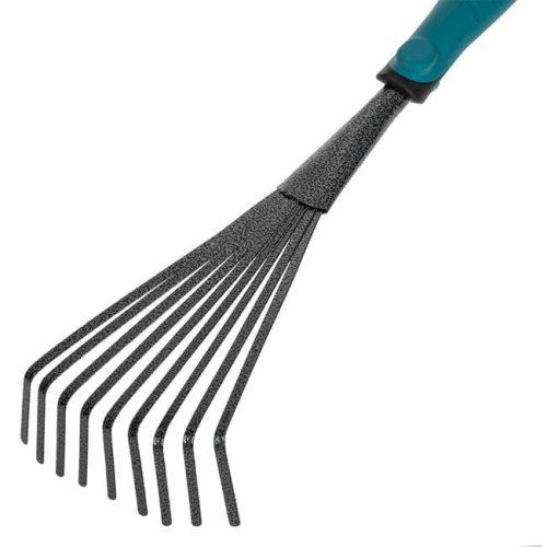 Fém Lombgereblye Kék-Fekete Nyéllel 38cm