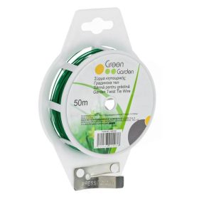 Műanyaggal bevont kerti kötözőhuzal, zöld, 50m