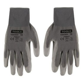  Szürke Poliuretán Kerti Munkavédelmi Kesztyű, 10-es méret