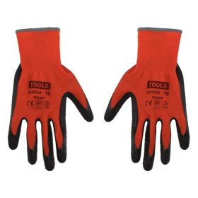 Piros-Fekete Latex Bevonatú Kerti Kesztyű, 10-es méret