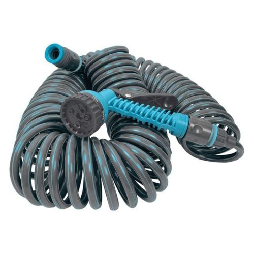 Spirális kerti locsolótömlő szett kiegészítőkkel, 7 funkciós szórófejjel - 20m