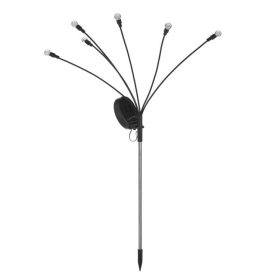   Fekete Szolár Lámpa 6 Szálas LED Füzérrel, Fehér Gömbökkel - 70 cm