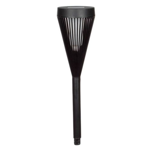 Napelemes LED Gyertya Lámpa Fekete Műanyagból, Lángeffektussal - 35.5cm