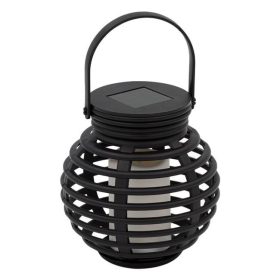   Kerek Napelemes Kerti Lámpa, Fekete, LED Láng Effektussal, Ø11x11 cm