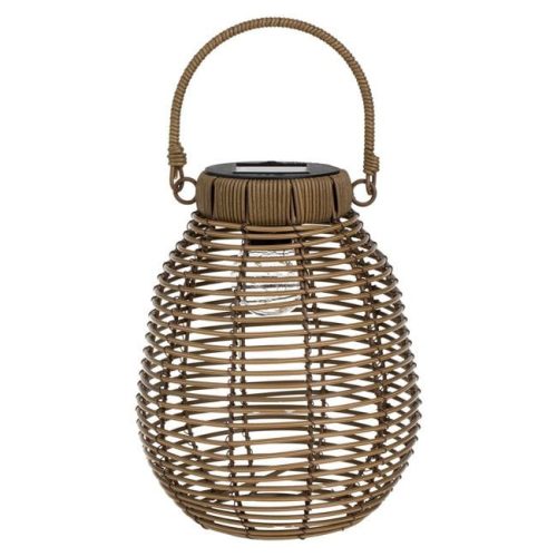 Bambusz Hatású Barna Szolár Lámpás Izzóval Ø18x24cm