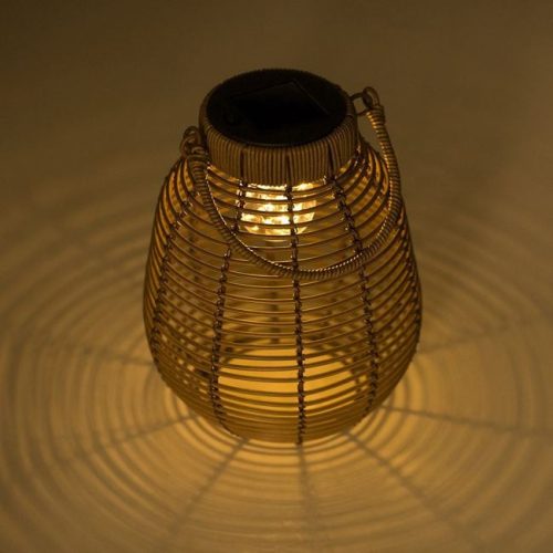 Bambusz Hatású Barna Szolár Lámpás Izzóval Ø18x24cm