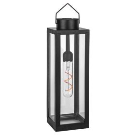 Fekete Négyszögletű Szolár Lámpás Izzóval 9x9x31cm