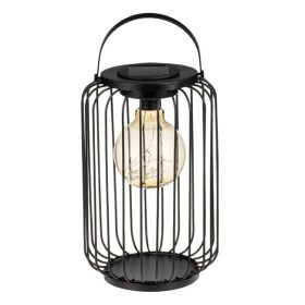   Szolár kalitka lámpás függeszthető LED izzóval, fekete, Ø18x27cm