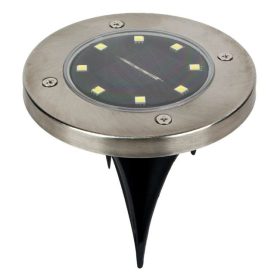 Ezüst Kerek Napelemes Kerti Lámpa 8 LED-del, Ø11,5 cm