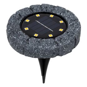 Kő Mintázatú Szolár Kerti Lámpa 8 LED-del, Ø11x2cm