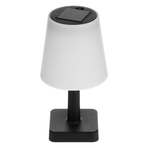 Fekete Napelemes Asztali Lámpa Fehér Búrával, Ø12x23cm