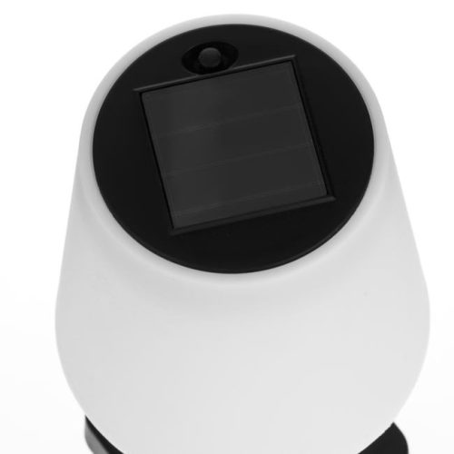 Fekete Napelemes Asztali Lámpa Fehér Búrával, Ø12x23cm