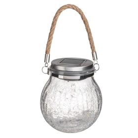   Tört Üveg Hatású Szolár Asztali Lámpa 10 LED-del és Kötél Fogantyúval Ø12cm