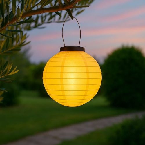 Szolár Textilgömb Lámpás, Fehér, Ø20cm