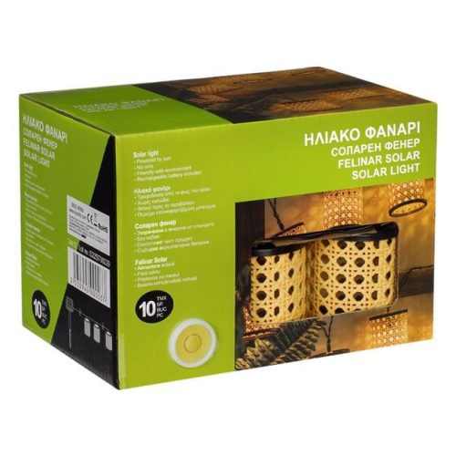 Szolár Rattan Hatású Lámpás Füzet - Meleg Fehér Fény - 3.8m - 10db