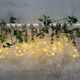   Kültéri és Beltéri Szolár Fényfüzér Műanyag Izzókkal - Meleg Fehér, 4.7m, 10 db