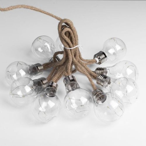 Kültéri és Beltéri Szolár Fényfüzér Műanyag Izzókkal - Meleg Fehér, 4.7m, 10 db