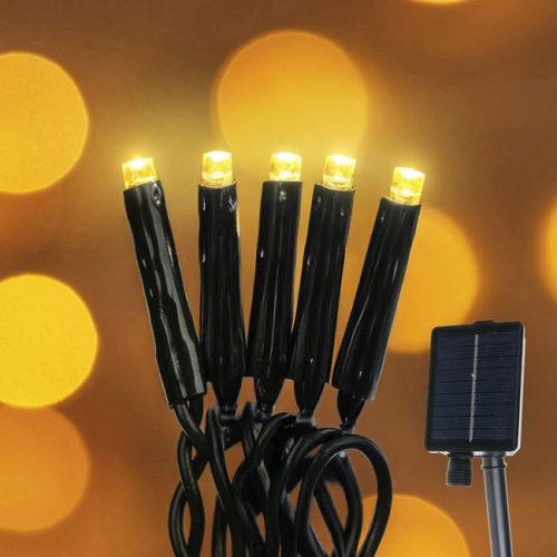 Szolár Fényfüzér 200 LED-del, Több Funkcióval, 9,95 m - Meleg Fehér