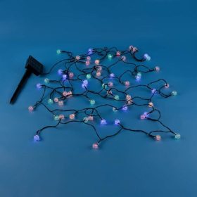   Napelemes Kültéri Fényfüzér 60 LED-es Gömbökkel, Fényérzékelővel, 2 Funkcióval, 6.5m - Többszínű