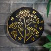 Fekete Fém Szolár Falidísz Virágmintával Ø25cm