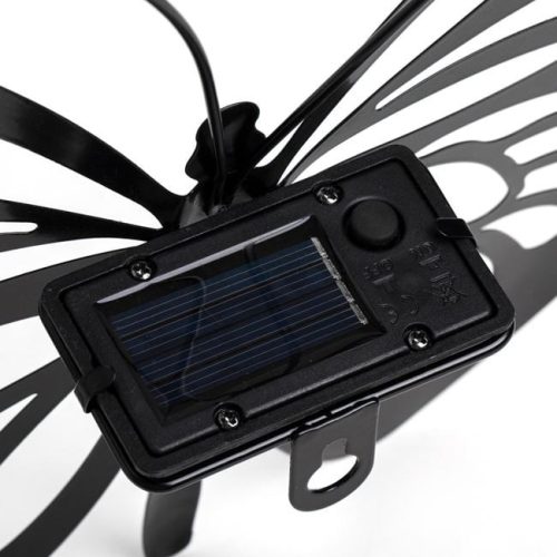 Fekete Fém Pillangó Szolár Dekorbáció 34x26cm