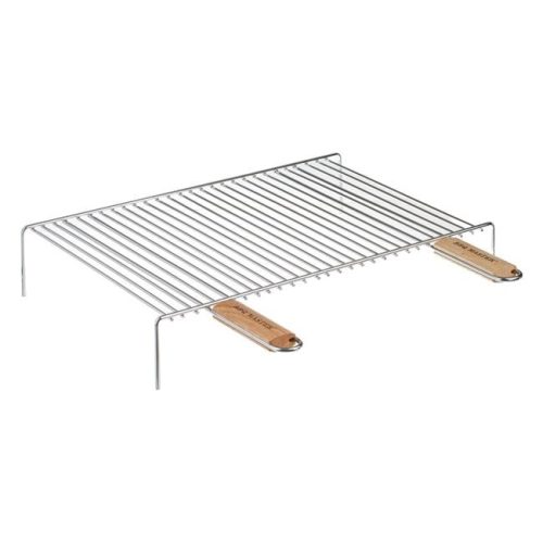 Négyszögletes BBQ Grill Rács Lábakkal és Fa Fogantyúkkal 50x35x10cm