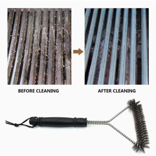 Háromszögletű Rozsdamentes Acél Grilltisztító Kefe, 30 cm