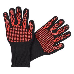 Fekete BBQ Kesztyű Piros Mintával - 2 db