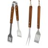 Rozsdamentes acél BBQ grill készlet fa nyéllel - 3 darabos