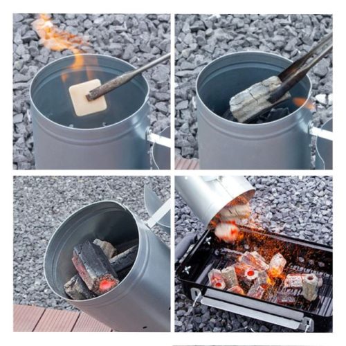 Horganyzott Acél Grillgyújtó Kémény - 2 kg