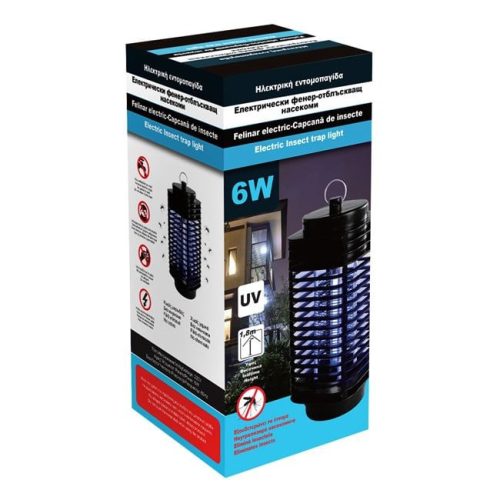 Elektromos Rovarcsapda Lámpa UV Izzóval, 6W, Fekete, 11x25cm