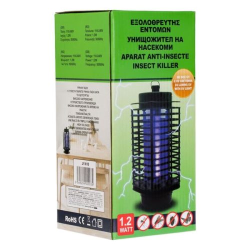 Fekete Elektromos Rovarcsapda Lámpa UV Fénnyel - 1.2W, 21x9cm