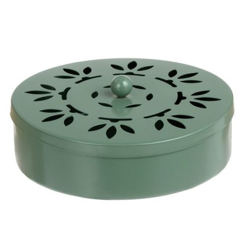 Olívazöld fém tartó szúnyogriasztó spirálhoz, Ø14.5x4cm